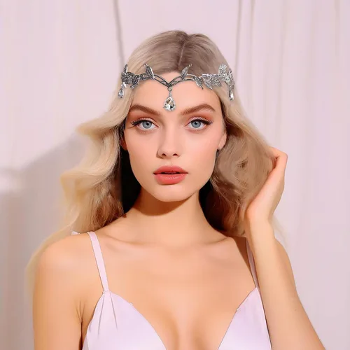 Vista 7 de JeVenis Diadema de corona de elfo de hada, gargantilla de hada, puños de orejas de elfo, accesorios de disfraz de elfo de hadas para Halloween