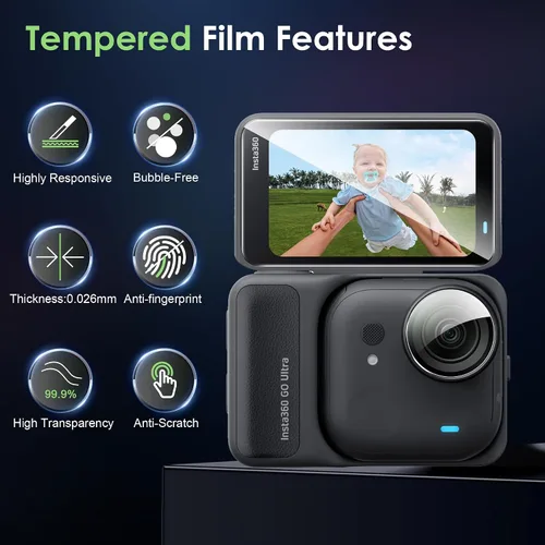 Vista 5 de Protector de pantalla para Insta 360 GO Ultra HD vidrio templado, antiarañazos, alta definición transparente, para Insta 360 GO Ultra