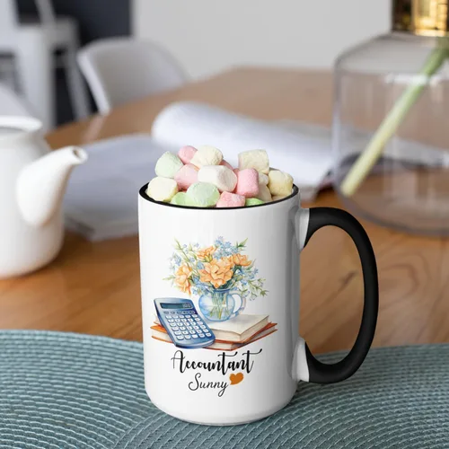 Vista 3 de Taza de café personalizada de contador, taza de contabilidad personalizada regalo para compañeros de trabajo, amigos, familia, taza de cerámica