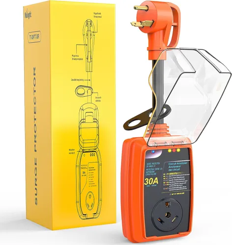 Vista 13 de Nilight Adaptador de corriente protector contra sobretensiones RV de 15 a 30 amperios, monitor de voltaje de 2100 julios, convertidor 5-15P a