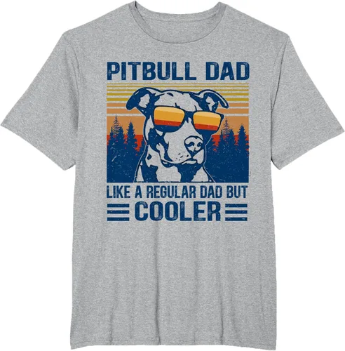 Vista 20 de Camiseta divertida retro de Pitbull Dad Like A Regular Dad But Cooler Gris Oscuro