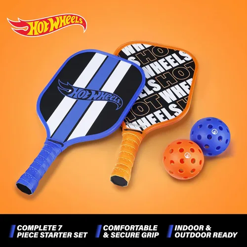 Vista 2 de Paquete de pickleball de madera, incluye 2 paletas de madera y 4 bolas para exteriores, juego de paletas duraderas para principiantes para jugar