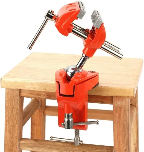 Vista 7 de Oumefar Mini prensa de abrazadera de mesa de aluminio, 2.8 pulgadas de ancho de mandíbula, giratorio de 360 grados, tornillo de banco universal