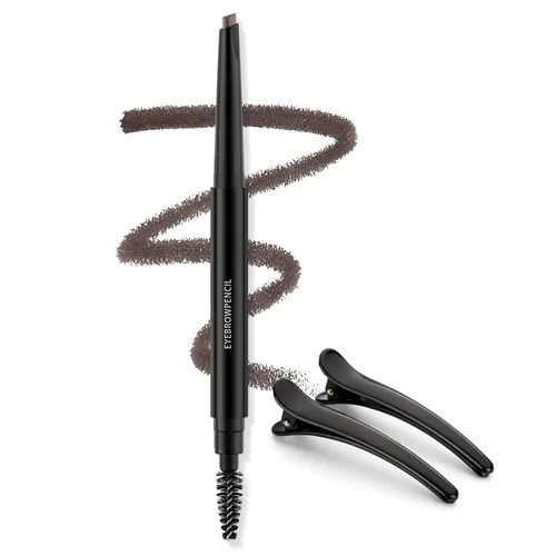 Vista 10 de Lápiz de cejas – Lápiz de cejas impermeable para maquillaje con punta triangular, cepillo de cejas de doble cara, punta fina, relleno de cejas que