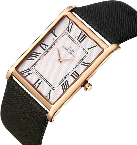 Vista 2 de IBSO Men Watches 7MM Ultra-Thin Rectangle Dial Watch Classic Quartz Wristwatch