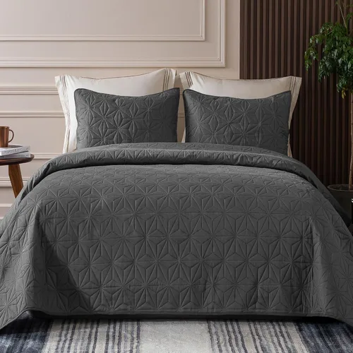 Vista 20 de Whale Flotilla - Juego de colcha para cama individual, color negro suave, para camas Twin XL, para todas las estaciones, 2 piezas: incluye 1 colcha