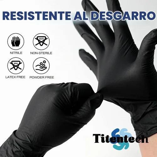 Vista 2 de Guantes desechables de examen de nitrilo guantes de cocina negros desechables seguros para alimentos 3mil 100 unids/caja