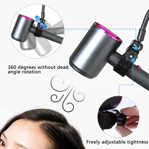 Vista 3 de LUEXBOX Soporte ajustable para secador de pelo, soporte para secadora de pelo con rotación de 360 grados con brazo posicionable y ventosa, soporte
