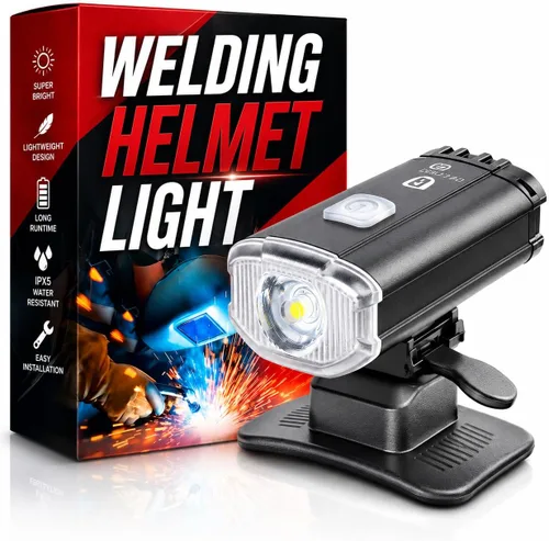 Vista 9 de Accesorio de luz recargable para casco de soldadura, luz LED para casco duro, linterna frontal con soporte para casco de bombero, capucha
