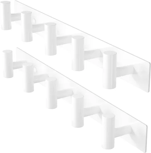 Vista 7 de GWAAZXGZ Perchero negro montado en la pared, 5 clavijas en forma de T para sombreros, bolsas y toallas, riel de metal resistente para entrada, baño