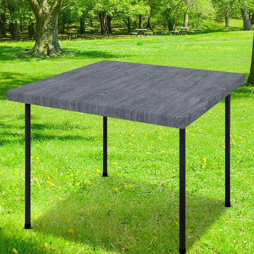 Vista 51 de Smiry Mantel cuadrado para mesa de pícnic, impermeable, elástico, ajustable, para campamento, protector de vinilo con parte trasera de franela Beige