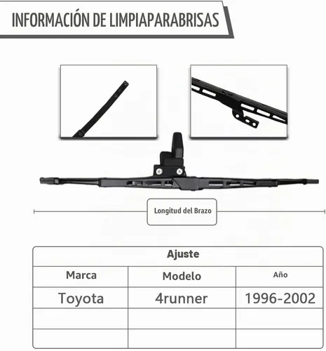 Vista 3 de (Paquete de 2) Escobilla trasera de repuesto para Toyota 4Runner 3ª generación 1996-2002, Accesorios para ventana trasera, Conjunto
