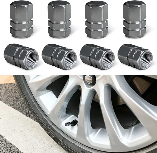 Vista 17 de Ziciner 8 PCS Tapas de Vástago de Válvula de Neumático de Coche, Cubiertas de Válvula de Rueda de Aleación de Aluminio con Anillo O de Goma, Juego
