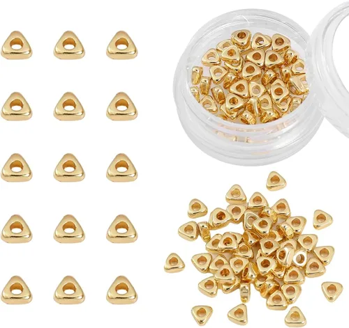 Vista 37 de BEADIA Cuentas espaciadoras triangulares chapadas en oro de 14 quilates, 0.098 x 0.059 in, 50 unidades para hacer joyas, no se deslustran
