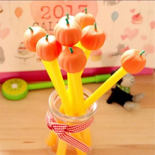 Vista 3 de Cute kawaii dibujos animados halloween calabaza forma Gel Ink Pens 6 pcs/set