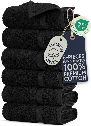 Vista 11 de Towel Bazaar Juego de toallas de 8 piezas, 100% algodón turco, color negro