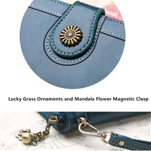 Vista 6 de Aismile Carteras con tarjetero RFID para mujer, 02 Cartera larga para teléfono naranja, Cartera Rfid