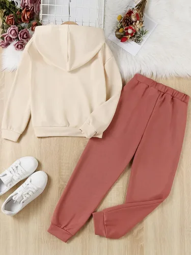 Vista 2 de COZYEASE Conjunto de 2 piezas para niña, sudadera con capucha y pantalones deportivos