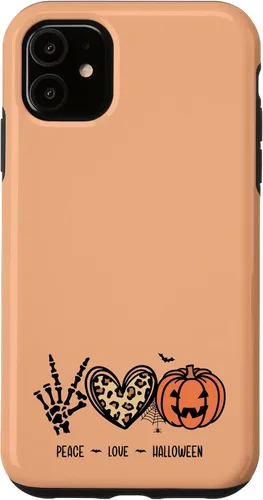Vista 6 de Funda para iPhone 13 Pro Max Peace Love Halloween Murciélagos Arañas Calabaza Leopardo Corazón