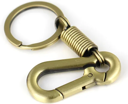 Vista 5 de Maycom Llavero simple de estilo retro resistente con forma de mosquetón, anillo para llaves, llavero, portallaves, S, Negro