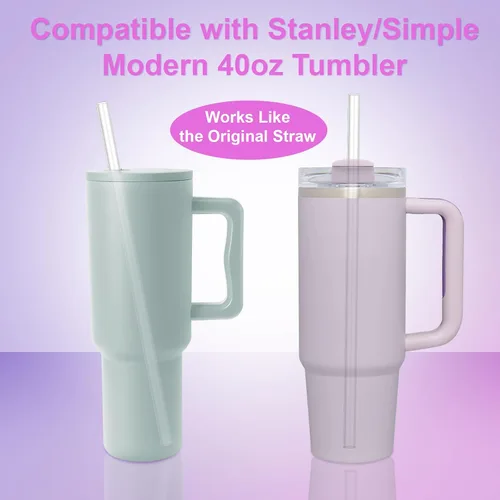 Vista 3 de Pajitas reutilizables para vaso de 40 onzas, popotes de repuesto de plástico para vaso Stanley, para vaso Simple Modern de 40 onzas, paquete de 6