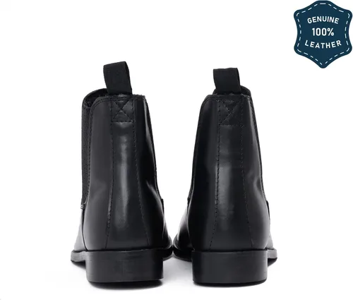 Vista 2 de RESISTANCE Botas Chelsea negras para mujer, piel auténtica, Negro
