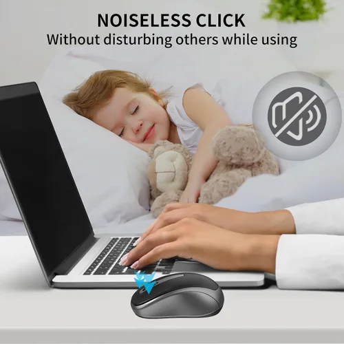 Vista 3 de Ratón inalámbrico ergonómico pequeño, silencioso USB inalámbrico para computadora, color negro Suitable for Small to Medium-Sized Hands, Quiet