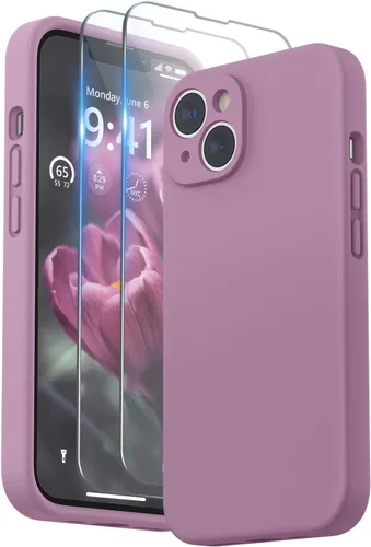 Vista 17 de SURPHY Funda para iPhone 14 Plus con Protector de Pantalla y Protección de Cámara, Funda de Teléfono de Silicona Líquida con Forro de Microfibra