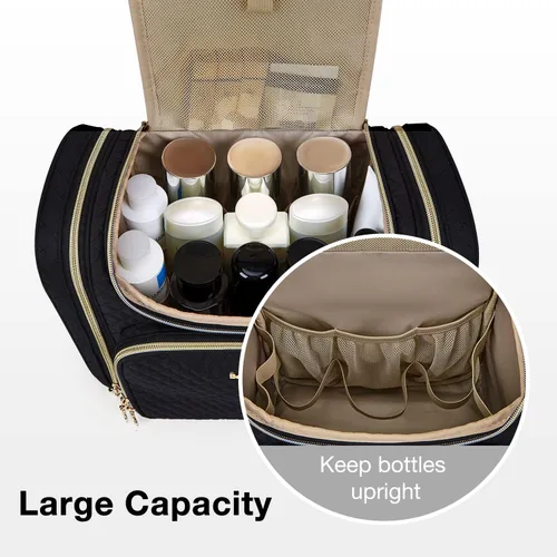 Vista 4 de BAGSMART - Estuche de viaje para artículos de aseo personal para mujeres, neceser impermeable para cosméticos y maquillaje, organizador de viaje