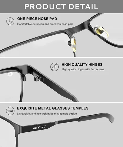 Vista 5 de ANYLUV Blue Light Glasses for Men/Women, Lightweight Blue Light Blocking Glasses, Anti-Eye Strain Computer Glasses for Gaming