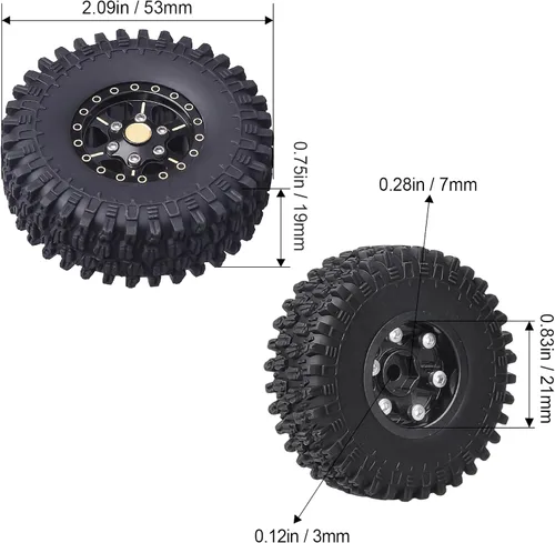Vista 2 de HobbyPark Ruedas y neumáticos Beadlock de latón 1.0 para Traxxas TRX4M Piezas de actualización Axial SCX24 1/24 RC Crawler Reemplazo (paquete de 4)