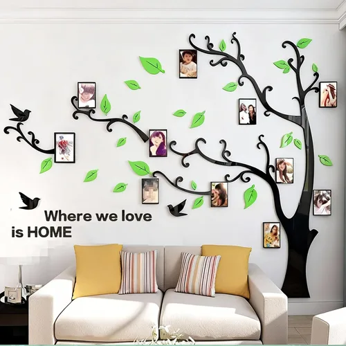 Vista 14 de Calcomanías de pared de árbol 3D - DIY, calcomanías de marcos de fotos y árbol de pared, marcos para fotos familiares, murales con calcomanías