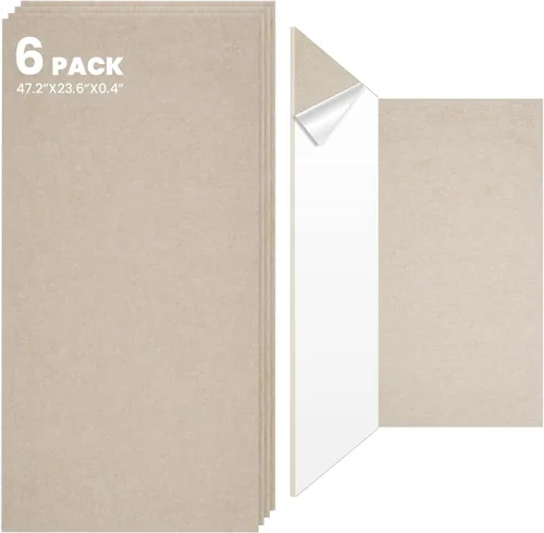Vista 9 de Paquete de 4 paneles de pared acústicos de doble capa grandes autoadhesivos, 47.2 x 23.6 x 0.71 pulgadas, panel de pared insonorizado, barrera