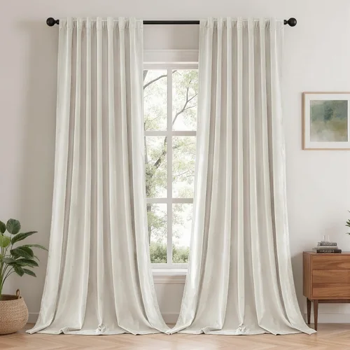 Vista 16 de VISIONTEX Velvet Blackout Curtains Thermal Insulated Beige 63 Inches Beige Camel