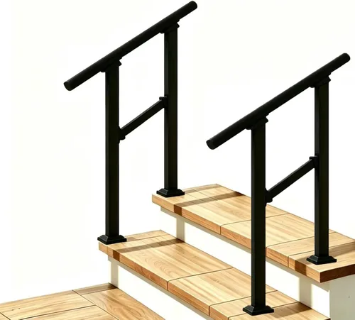 Vista 42 de Metty - Barandillas metálicas de 3 escalones para escalones al aire libre Blanco