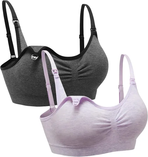 Vista 21 de Suekaphin - Paquete de 2 piezas, brasier de maternidad para lactancia durante el embarazo, cómodo para dormir con extensores 2negro
