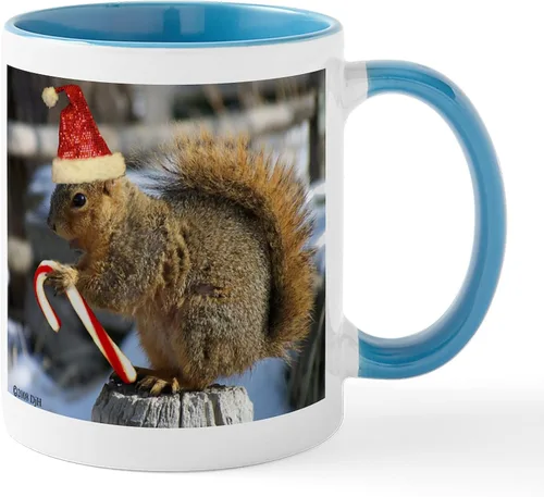Vista 64 de CafePress Taza navideña de ardilla de 11 oz (11.0 fl oz) taza de café de cerámica