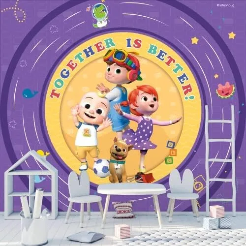 Vista 2 de JJ and His Brothers CoComelon - Papel tapiz para despegar y pegar, decoración de pared para niños CoComelon, decoraciones de Cocomelon para niños