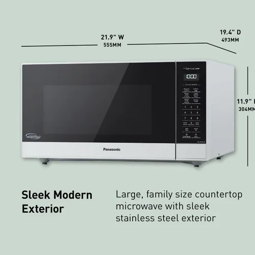 Vista 2 de Panasonic NN-SN75LW Horno de microondas Cyclonic Inverter para encimera 1250W de potencia con sensor de cocción Genius, 1.6 pies cúbicos, Blanco