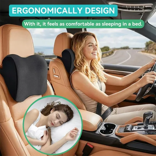 Vista 7 de Super Fit - Almohada para reposacabezas de automóvil, almohada para conducir con correa ajustable, almohada de cuello 100% espuma viscoelástica