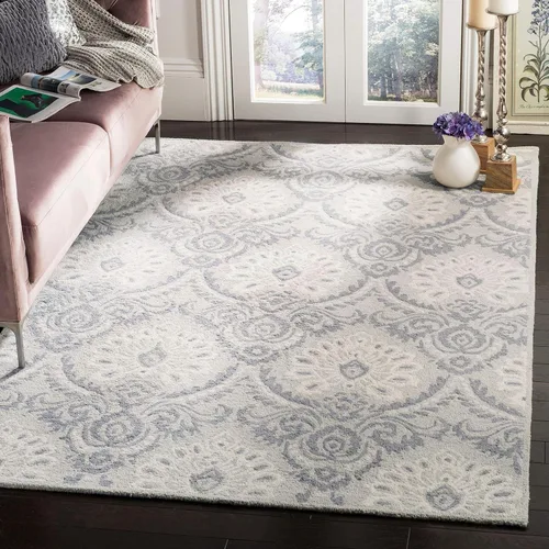 Vista 25 de SAFAVIEH Blossom Collection - Alfombra decorativa, 2 x 3 pies, azul y marfil, lana hecha a mano, ideal para zonas de alto tráfico en entrada, sala