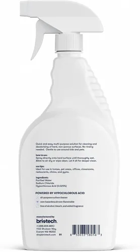 Vista 8 de BRIOTECH Limpiador HOCl de Fuerza Extra, Concentrado de Ácido Hipocloroso de 500 PPM, Nebulizadores y Humidificadores ULV, Desodorizante Profesional