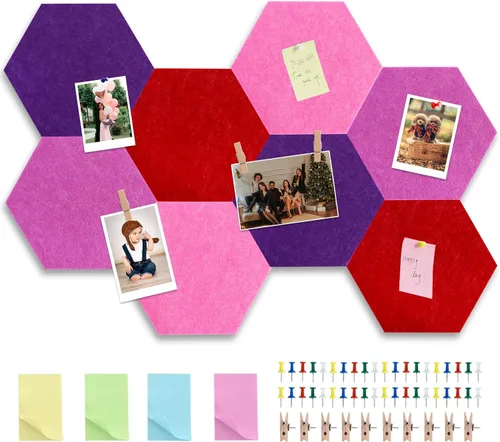 Vista 19 de Vuzvuv - Tablón de anuncios de corcho de visión grande de 28 x 16 pulgadas, color rosa para oficina en pared Compact Soft Felt Pin Board, 28x16in