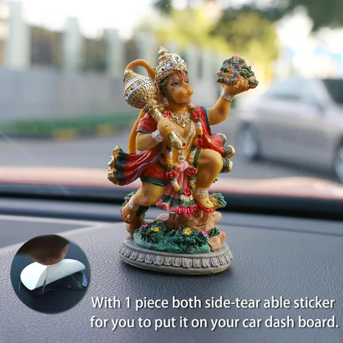 Vista 2 de alikiki Estatua de Hanuman de India, Idolo, Señor Hanuman, 3.9 pulgadas de alto, estatua hindú de Dios volador Hanuman para decoración de tablero