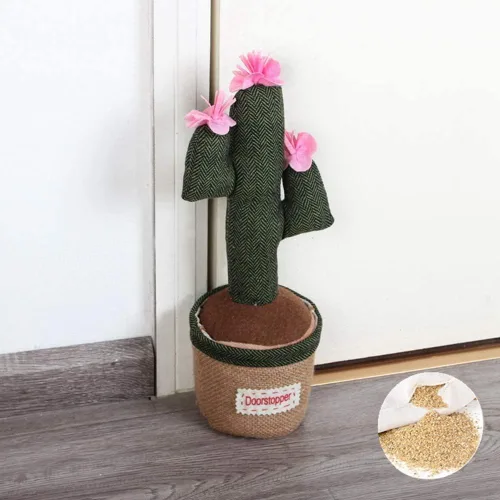 Vista 3 de Tope de puerta decorativo de animales de tela bonita, topes interiores con peso de cactus, tope de puerta de tela compacta, regalos para mamá, tapón