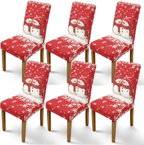 Vista 24 de Rnyleeg Juego de 1 fundas navideñas para sillas de comedor, color azul oscuro, fundas protectoras extraíbles y lavables para sillas de cocina