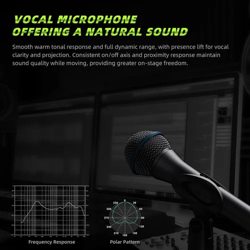 Vista 6 de MRSDY Micrófono XLR con cable, micrófono dinámico cardioide de mano de metal para cantar, escenario, estudio, karaoke, con interruptor