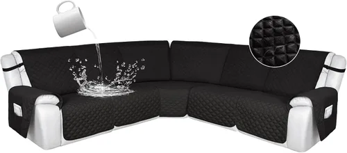Vista 73 de HDCAXKJ Fundas de sofá seccional reclinable 100% impermeable, forma de L, funda de sofá reclinable lavable acolchada suave para mascotas, perro