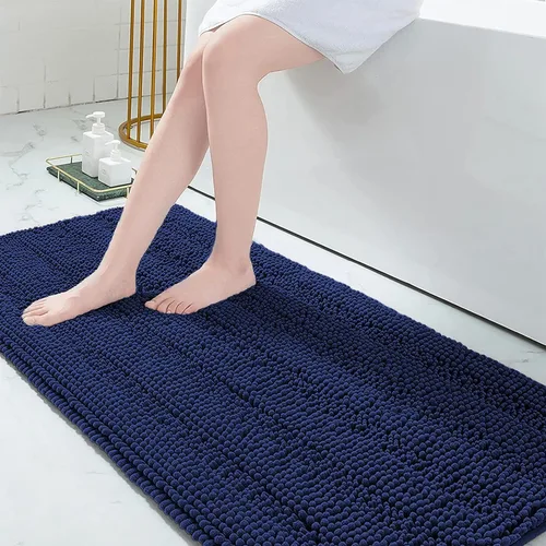 Vista 22 de Grandaily Alfombras de baño de felpilla a rayas de 24 x 16 pulgadas, extra gruesas y suaves, absorbentes, parte trasera de goma, alfombra de ducha