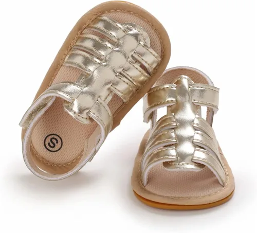 Vista 3 de LAFEGEN Sandalias de verano para bebés y niñas con 2 correas, suela suave, antideslizantes, zapatos de playa para bebés y niños pequeños, zapatos